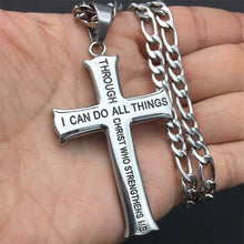Load image into Gallery viewer, GUNGNEER I Can Do All Things Christ Cross Pendant Necklace God Jesus Jewelry For Men Women