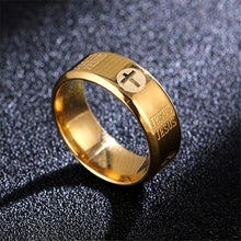 Load image into Gallery viewer, GUNGNEER Stainless Steel Cross Necklace Christian Religious Ring Jewelry Accessory Set Men Women