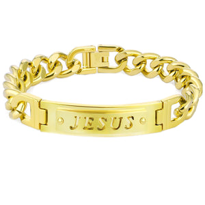 GUNGNEER Jesus Christ Bracelet Stainless Steel Cross Jewelry Accessory Gift For Men Women
