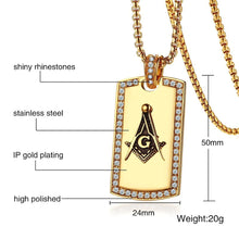 Load image into Gallery viewer, GUNGNEER Dog Tag Freemason Pendant Necklace Biker Jewelry Accessory For Men