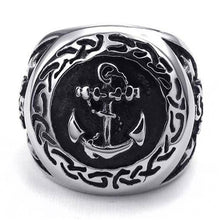 Load image into Gallery viewer, GUNGNEER 2 Pcs Men Stainless Steel US Navy Anchor Ring Nautical Sailor Jewelry Accessory Set