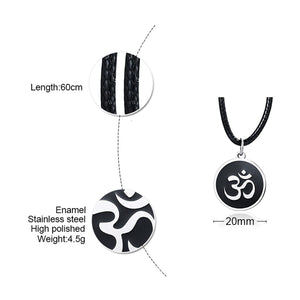 GUNGNEER Stainless Steel Spinner Om Ring Necklace Round Ohm Pendant Jewelry Set For Men Women