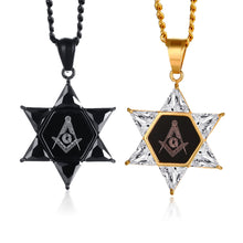 Load image into Gallery viewer, GUNGNEER Pentagram Freemason Pendant Necklace Men&#39;s Stainless Steel Basic Ring Combo