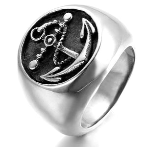 GUNGNEER Stainless Steel Marines US Navy Anchor Ring Nautical Jewelry Accessory For Men