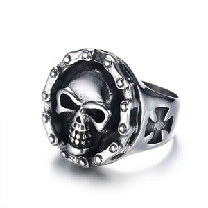 GUNGNEER Gothic Skull Biker Motorcycle Chain Ring Punk Skeleton Jewelry Accessories Men Women