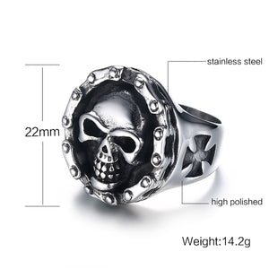 GUNGNEER Gothic Skull Biker Motorcycle Chain Ring Punk Skeleton Jewelry Accessories Men Women