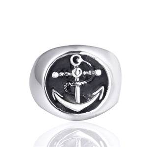 GUNGNEER Stainless Steel US Pirate Anchor Nautical Sailor Necklace Ring Jewelry Accessory Set