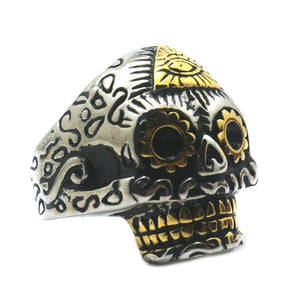 GUNGNEER Stainless Cool Eye Flower Sugar Skull Ring Gothic Biker Halloween Jewelry Accessories