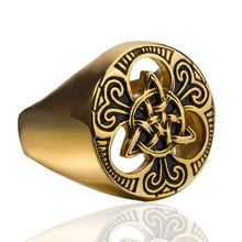 Load image into Gallery viewer, GUNGNEER Irish Celtic Knot Triquetra Stainless Steel Ring Amulet Jewelry