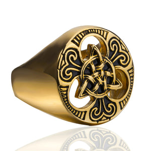 GUNGNEER Irish Celtic Knot Triquetra Stainless Steel Ring Amulet Jewelry