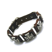 Load image into Gallery viewer, GUNGNEER Stainless Steel Cross Shield Ring Leather Biker Adjustable Bracelet Jesus Jewelry Set