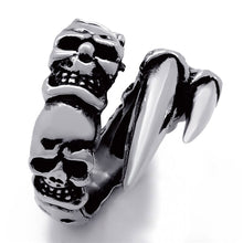 Load image into Gallery viewer, GUNGNEER Gothic Punk Skulls Claw Stainless Steel Biker Rocker Ring Jewelry Accessory Men Women