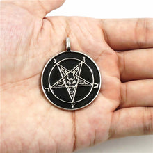 Load image into Gallery viewer, GUNGNEER Satanic Pentagram Baphomet Ring Goat Head Pendant Necklace Jewelry Set
