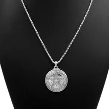 Load image into Gallery viewer, GUNGNEER Wicca Pentagram Pentacle Necklace Curb Chain Bracelet Stainless Steel Jewelry Set