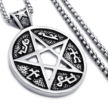 Load image into Gallery viewer, GUNGNEER Stainless Steel Wicca Pentagram Pendant Necklace Bracelet Jewelry Set Men Women