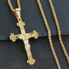 Load image into Gallery viewer, GUNGNEER Christian Cross Pendant Necklace Stainless Steel Jewelry Accessory For Men Women