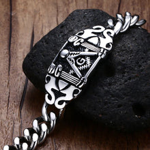 Load image into Gallery viewer, GUNGNEER Freemasons Bracelet Black Stainless Steel Biker Punk Masonic Symbol Accessory