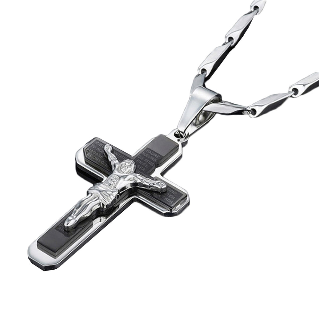 GUNGNEER Cross Necklace Stainless Steel Christian Pendant Jewelry Accessory For Men Women