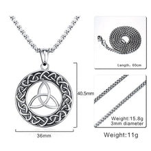 Load image into Gallery viewer, GUNGNEER Celtics Knot Triquetra Pendant Necklace Beaded Bracelet Stainless Steel Jewelry Set
