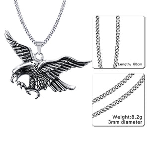 GUNGNEER Stainless Steel Eagle Necklace Leather Biker Bracelet Motorcycle Rock Punk Jewelry Set