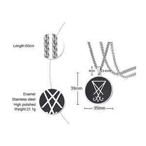 GUNGNEER Satan Symbol Sigil Of Lucifer Necklace Leather Chain Bracelet Jewelry Set