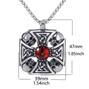 GUNGNEER Celtic Knot Crystal Stone Skull Cross Stainless Steel Pendant Necklace Jewelry