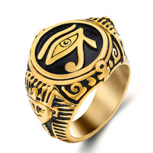 Load image into Gallery viewer, GUNGNEER 2 Pcs Vintage Ancient Egyptian Eye of Horus Ring Pyramid Egyptian Pharaoh Jewelry Set
