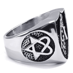 GUNGNEER Masonic Ring Multi-size Stainless Steel Mason Biker Signet Ring For Men