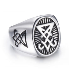 Load image into Gallery viewer, GUNGNEER Men&#39;s Sigil Of Lucifer Ring Stainless Steel Awesome Satanic Ring Jewelry For Biker