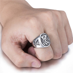 GUNGNEER Stainless Steel Sigil Of Lucifer Pendant Necklace Satan Ring Jewelry Combo