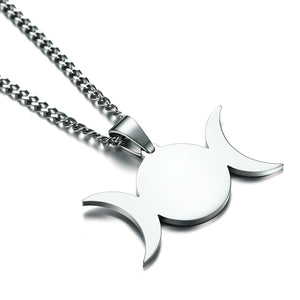 GUNGNEER Wicca Pentagram Pagan Crescent Moon Pendant Necklace Wheat Chain Bracelet Jewelry Set