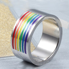 Load image into Gallery viewer, GUNGNEER Stainless Steel Pride Necklace Rainbow Ring For Men Women LGBT Jewelry Set