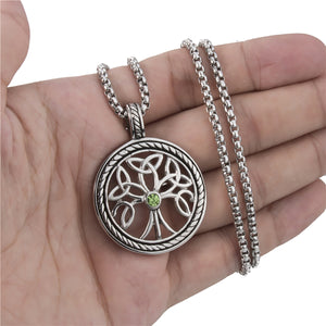 GUNGNEER Stainless Steel Celtic Tree of Life Pendant Necklace Infinity Ring Jewelry Set