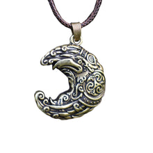 Load image into Gallery viewer, GUNGNEER Celtic Knot Triskele Viking Raven Crescent Moon Stainless Steel Pendant Necklace