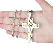 Load image into Gallery viewer, GUNGNEER Stainless Steel Cross Necklace Jesus Pendant Chain Jewelry Outfit For Men Women