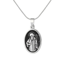 Load image into Gallery viewer, GUNGNEER Saint Benedict Medal Stainless Steel Pendant Necklace with Bracelet Jewelry Set