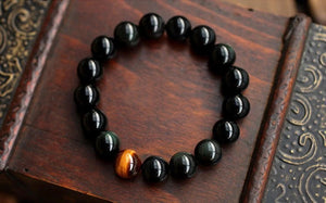 HoliStone Tiger Eye and Black Onyx Stone Beads Bracelet ? Anxiety Stress Relief Yoga Beads Bracelets Chakra Healing Crystal Bracelet for Women and Men