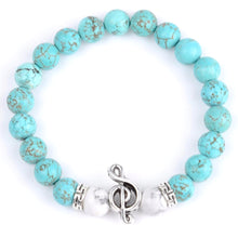 Load image into Gallery viewer, HoliStone Natural Blue Turquoises Stone Beaded Charm Bracelet with Musical Note for Women ? Yoga Meditation Healing Balancing Energy Bracelet