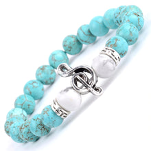 Load image into Gallery viewer, HoliStone Natural Blue Turquoises Stone Beaded Charm Bracelet with Musical Note for Women ? Yoga Meditation Healing Balancing Energy Bracelet