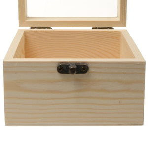 2TRIDENTS Wooden Rectangular Jewelry Box - Decorations Glass Gift Holder Jewelry Storage Box for Women