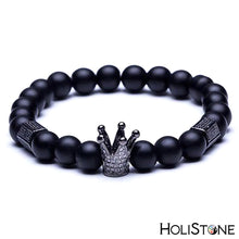 Load image into Gallery viewer, HoliStone Black Shungite Natural Stone Charm Bracelet ? Anxiety Stress Relief Yoga Beads Bracelets Chakra Healing Crystal Bracelet for Women and Men