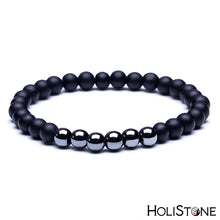Load image into Gallery viewer, HoliStone Black Shungite Natural Stone Charm Bracelet ? Anxiety Stress Relief Yoga Beads Bracelets Chakra Healing Crystal Bracelet for Women and Men
