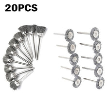 Load image into Gallery viewer, 2TRIDENTS 20 Pcs Set Stainless Steel Flat Wheel Cup Wire Brush for Rotary Tool Polishing Buff Effective Cleaning in Hard-to-Reach Areas