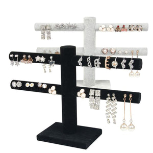 2TRIDENTS 2 Tier T-Bar Velvet Jewelry Stand Showcase - Display Bracelets, Anklets and Watches at Home Or in Store (Black)