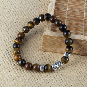 HoliStone Tiger Eye & 7 Chakra Stones with Lucky Elephant Charm Bracelet for Women and Men ? Yoga Meditation Healing Balancing Energy Bracelet