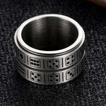 Load image into Gallery viewer, GUNGNEER Stainless Steel Punk Rotatable Double Lucky Dice Spinner Ring Casino Jewelry Men Women