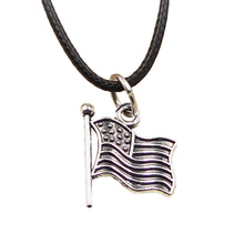 Load image into Gallery viewer, GUNGNEER Stainless Steel American Flag Pendant Necklace USA Patriot Leather Chain Jewelry