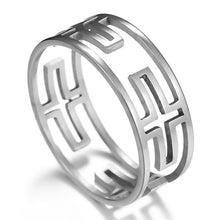 Load image into Gallery viewer, GUNGNEER Cross Ring Stainless Steel Multisize God Jesus Jewelry Accessory For Men Women