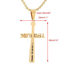 Load image into Gallery viewer, GUNGNEER Baseball Bat Cross Necklace with Bracelet Stainless Steel Jewelry Accessory Set