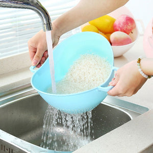 2TRIDENTS 2Pcs Washing Colander Multi-Function Basket Cook Kitchen Colander Fruit Vegetable Washing Cooking Tool